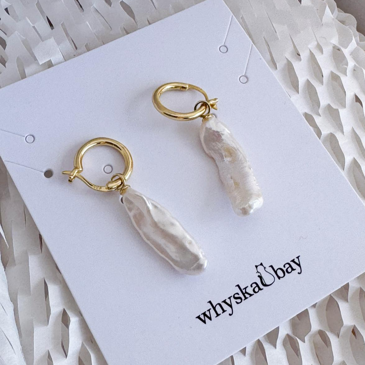 Long Drop Baroque Pearl Gold Earrings: Bridesmaid Gift