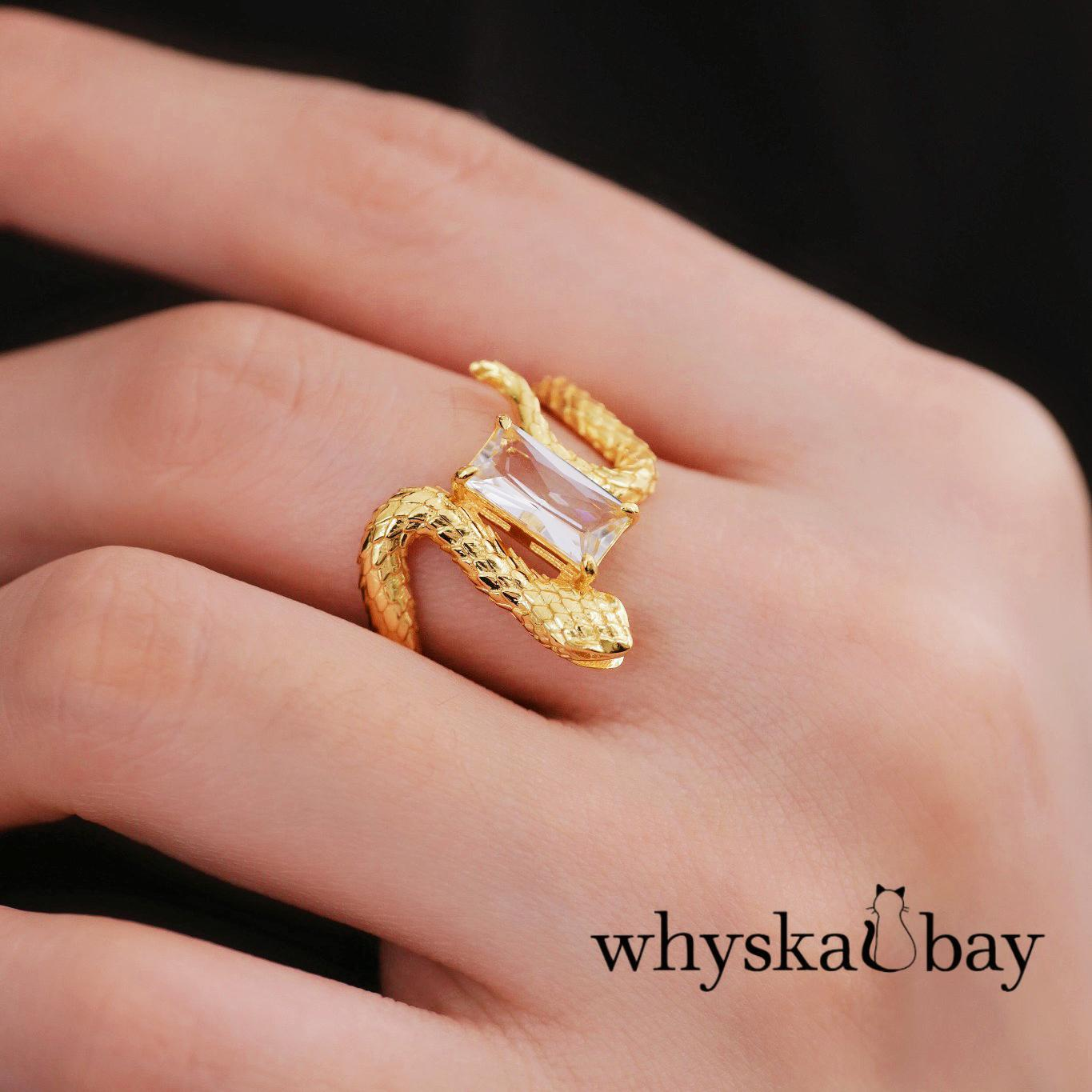 Power Ring: 18K Gold & Sterling Silver Snake with Diamonds