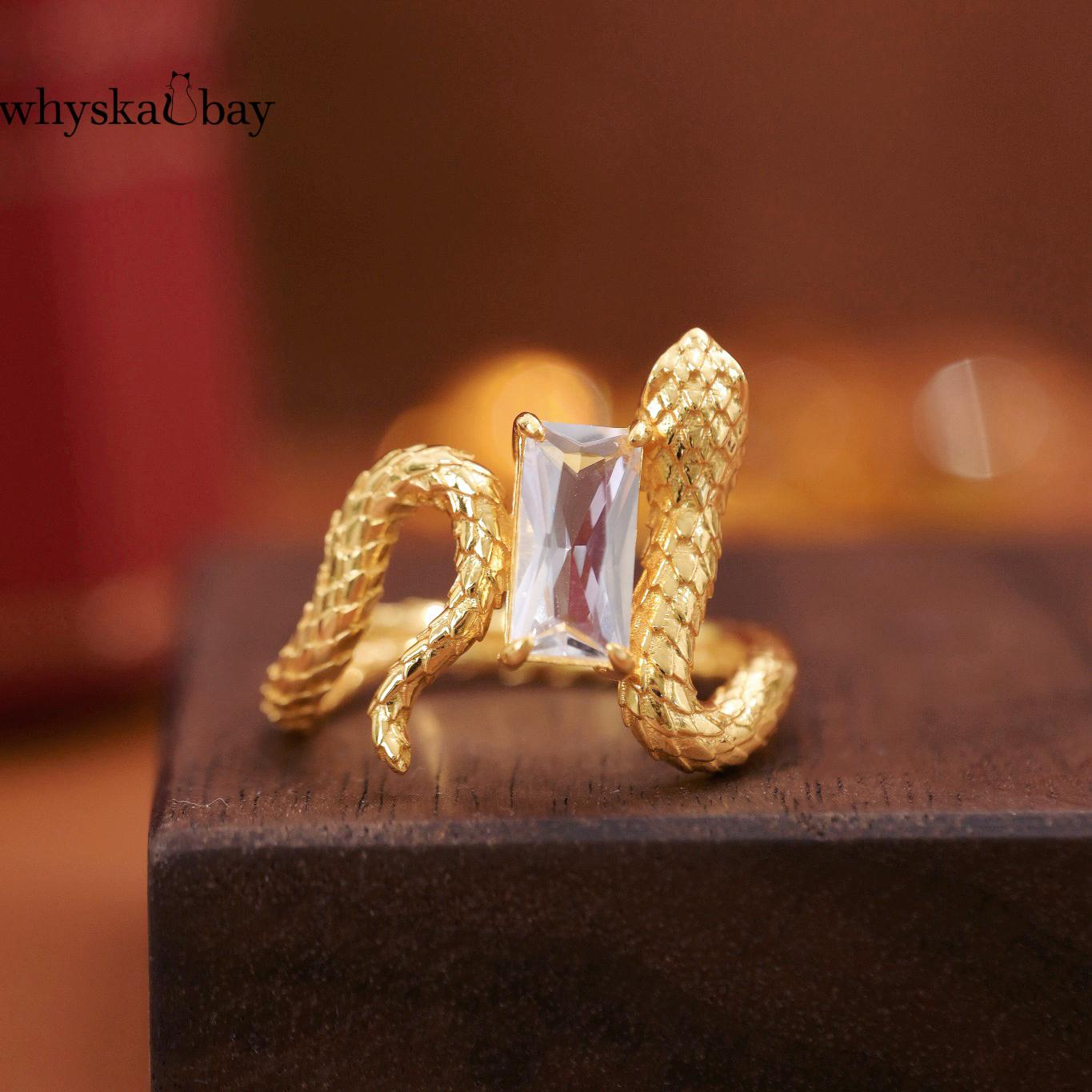 Power Ring: 18K Gold & Sterling Silver Snake with Diamonds