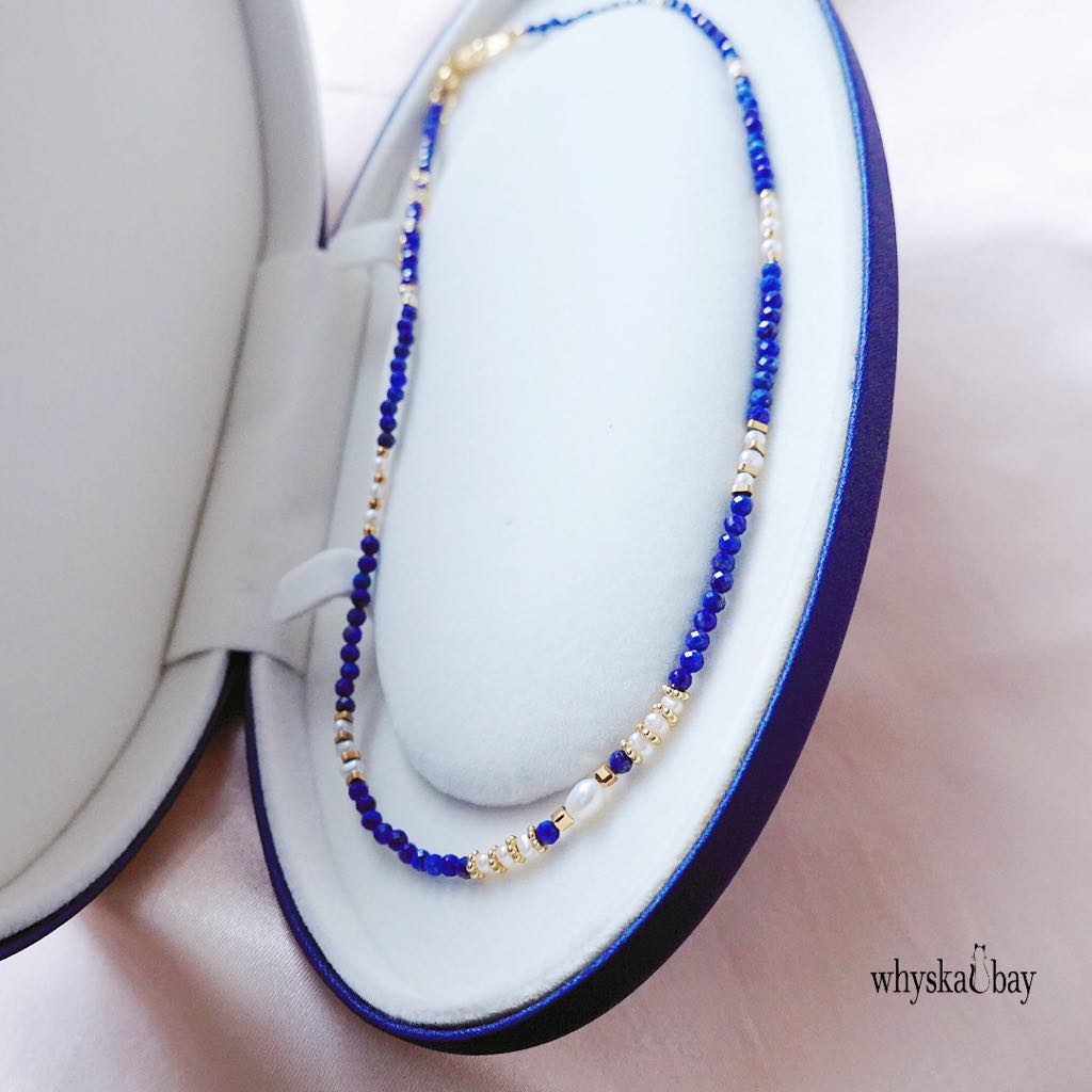 Lapis & Pearl Beaded Elegance Necklace: Handcrafted Gifts For Her