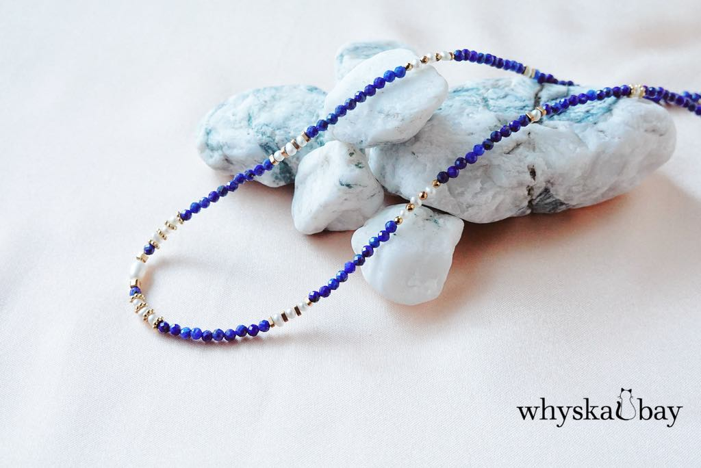 Lapis & Pearl Beaded Elegance Necklace: Handcrafted Gifts For Her