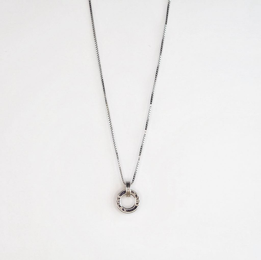 Double Circle Silver Necklace on Boxing Chain: Perfect Gift for Her