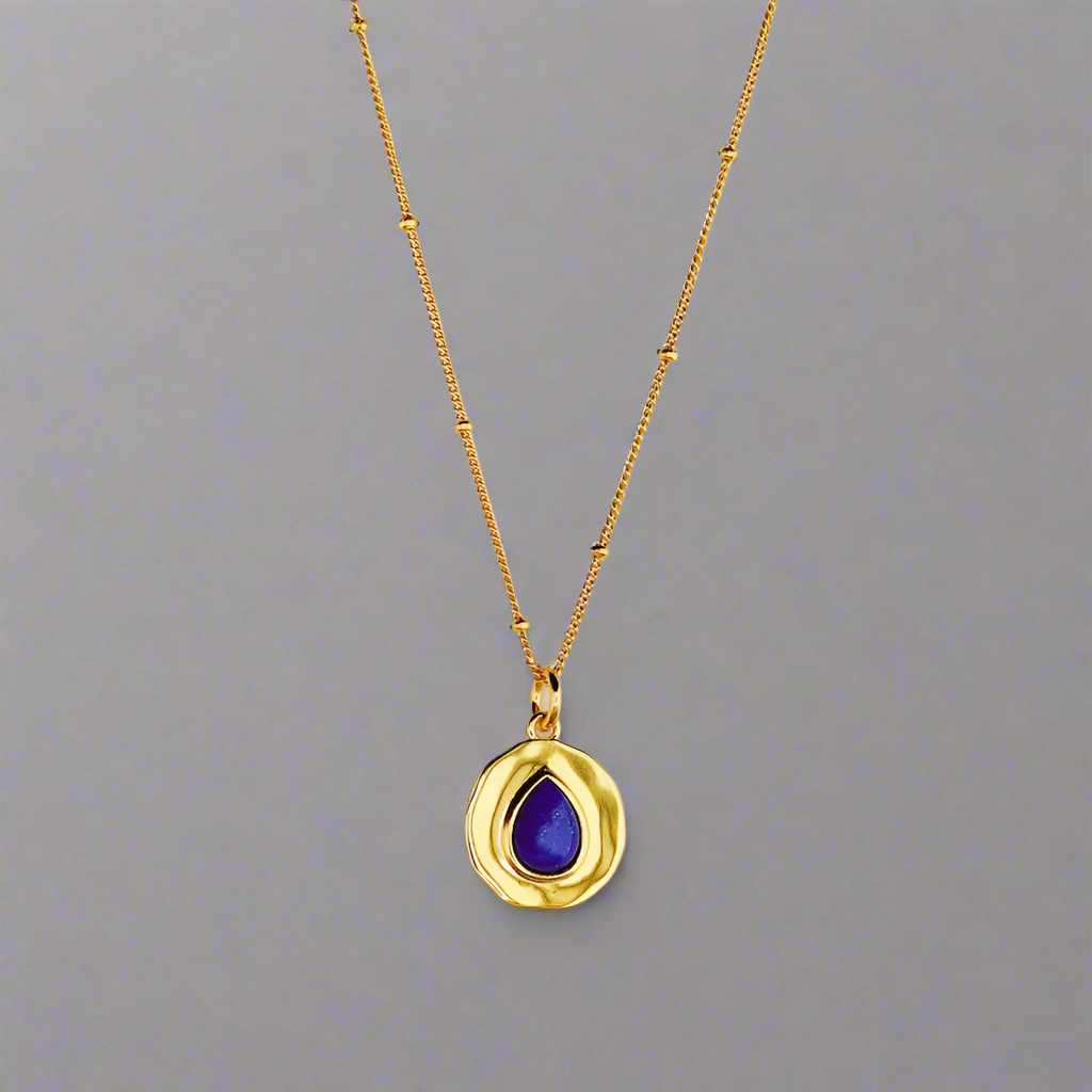 Ocean’s Drop: Elegant Pear-Shaped Lapis Necklace • Minimalist Boho Pendant • Perfect Anniversary Gift