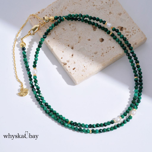 Minimalist Handmade Malachite Beaded Necklace: Gemstone Gifts For Her