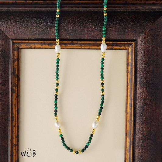 Pearl Malachite Beaded Necklace: Perfect Gifts For Her