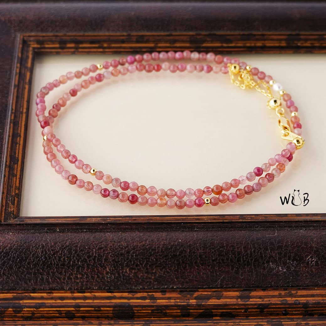 Pink Tourmaline & Pearl Beaded Necklace: Calming Gifts For Her