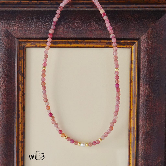 Pink Tourmaline & Pearl Beaded Necklace: Calming Gifts For Her