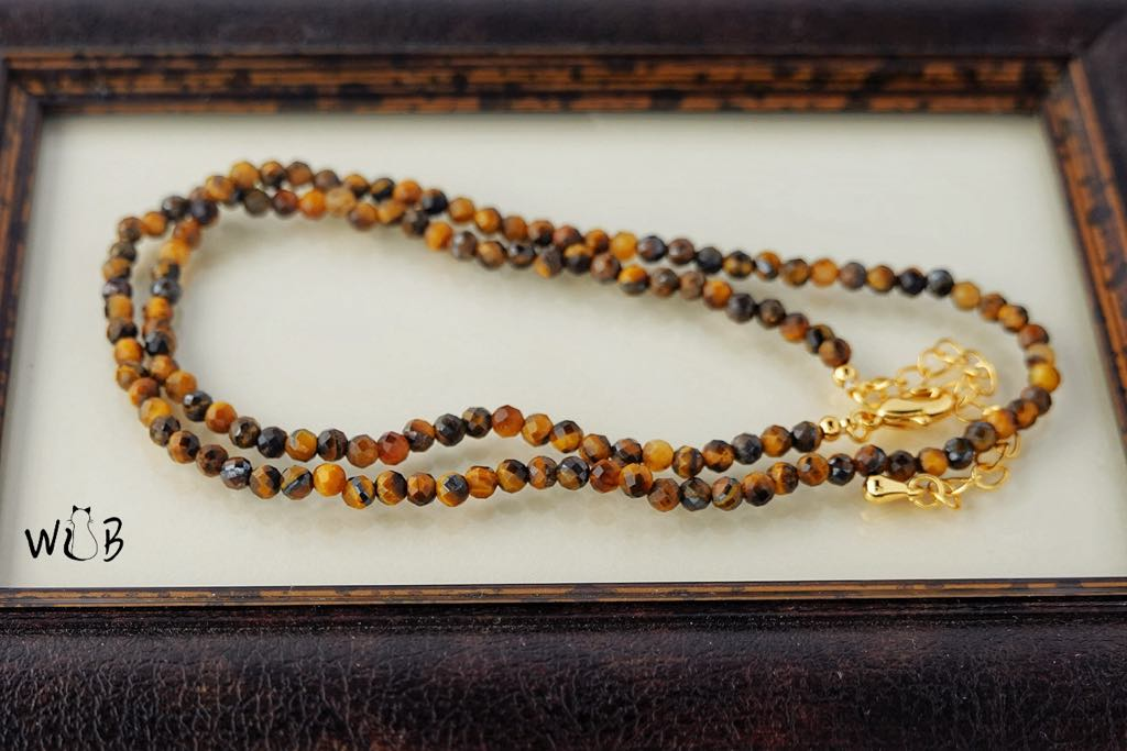 Tiger’s Eye Gemstone Beaded Necklace: Protection & Grounding Jewellery Gifts