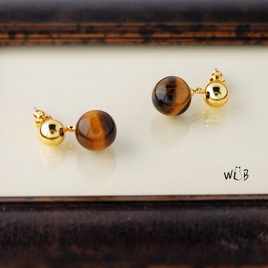 Gold Tiger’s Eye Gemstone Earrings: Elegant Protection Jewellery Gifts