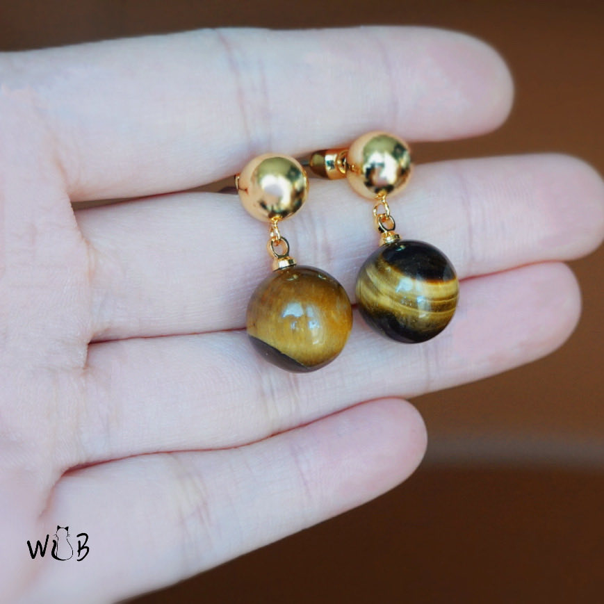 Gold Tiger’s Eye Gemstone Earrings: Elegant Protection Jewellery Gifts