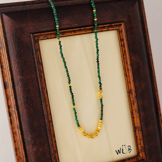 Malachite & Gold Beaded Necklace: Elegant Protection Gemstone