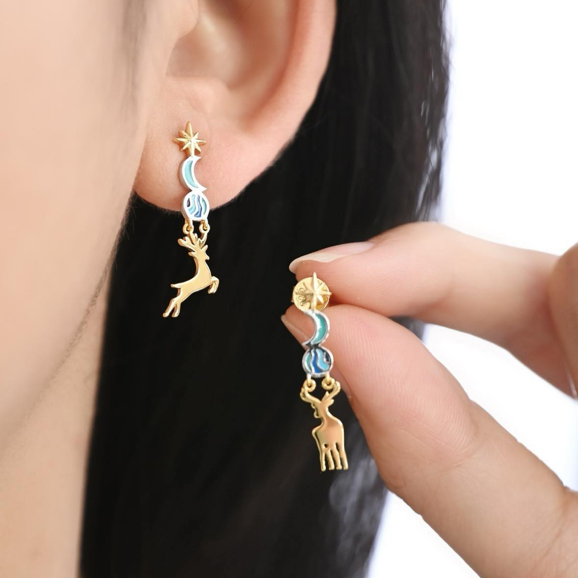 Dainty Deer Enamel Earrings: Handcrafted Gifts For Her & Petite Unique Earrings