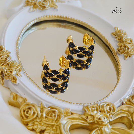 Classic Black Gold Patterned Earrings for Everyday Elegance